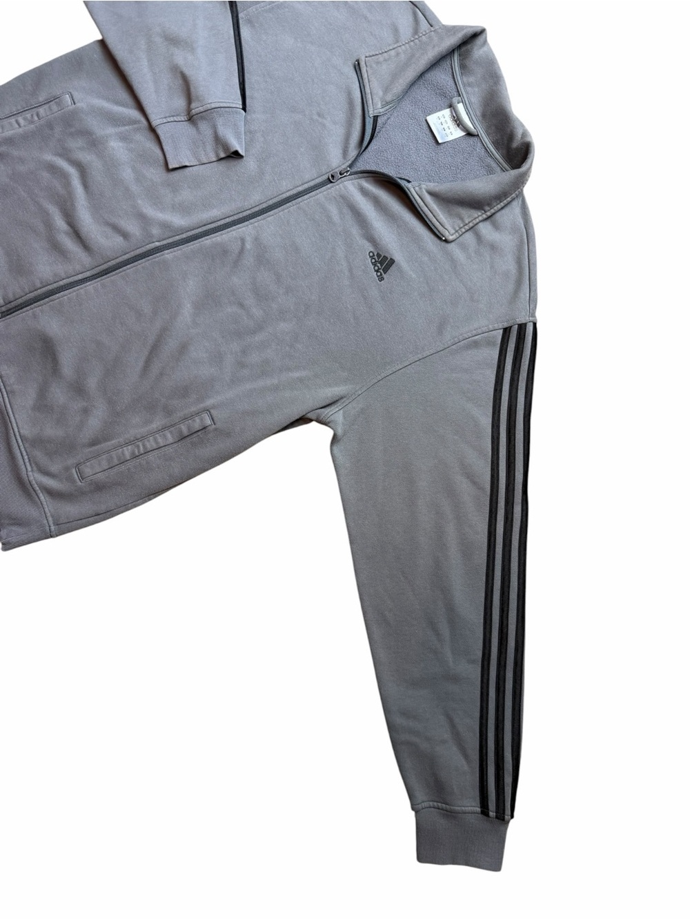 VTG Adidas Y2K Track Suit Jacket Men's XL Gray Y2K Full Zip Black 3 Stripped - Picture 2 of 6
